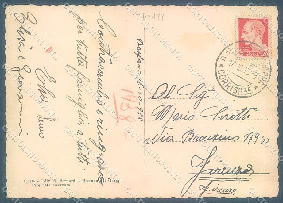 Vicenza Bassano del Grappa FG cartolina JK4048 – retro