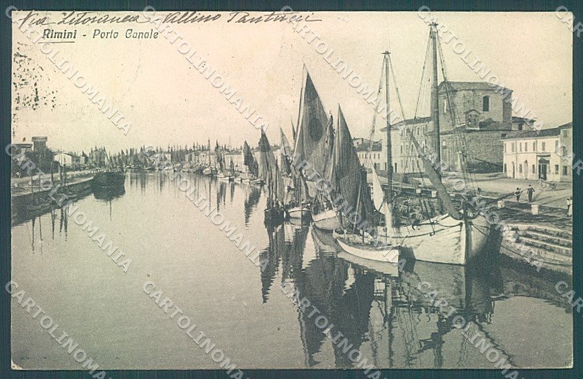 Rimini Città Porto Canale Barche cartolina JK4075 – fronte