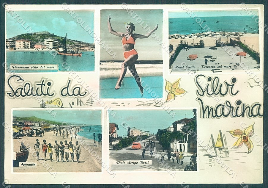 Teramo Silvi Marina Spiaggia saluti da Foto FG cartolina JK4097 – fronte