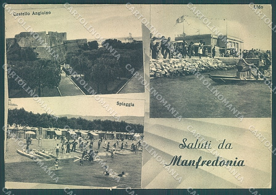 Foggia Manfredonia Castello Angioino Spiaggia saluti da FG cartolina JK4136 – fronte