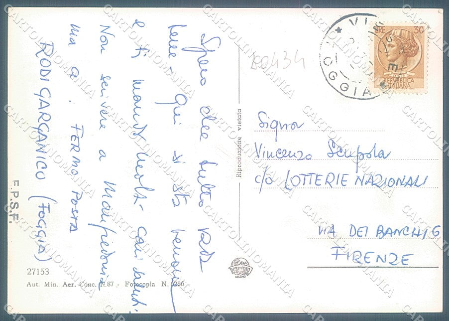 Foggia Vieste Veduta Aerea Foto FG cartolina JK4139 – retro