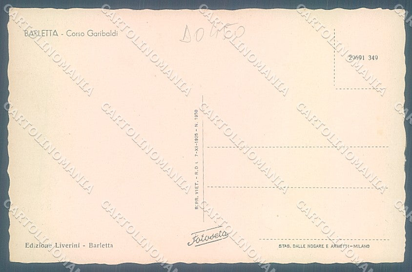 Barletta Città Corso Garibaldi cartolina JK4144 – retro