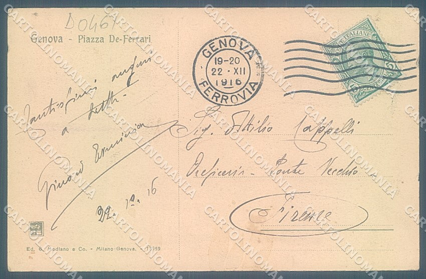 Genova Città Piazza De Ferrari Modiano 13959 cartolina JK4147 – retro