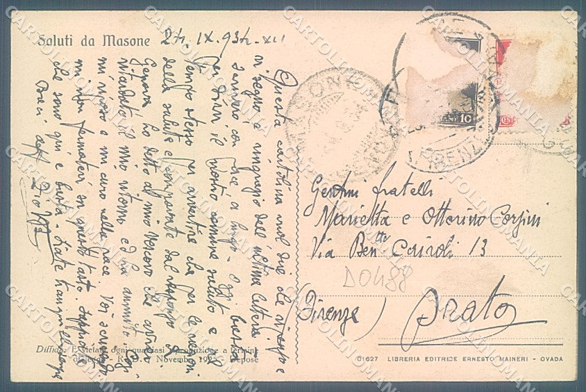 Genova Masone Viale Turchino cartolina JK4161 – retro