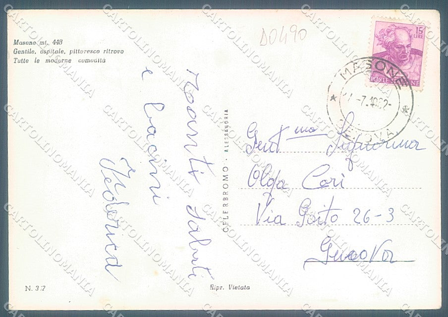Genova Masone Foto FG cartolina JK4163 – retro