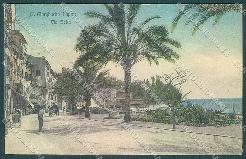 Genova Santa Margherita Ligure Via Sella cartolina JK4166 – fronte