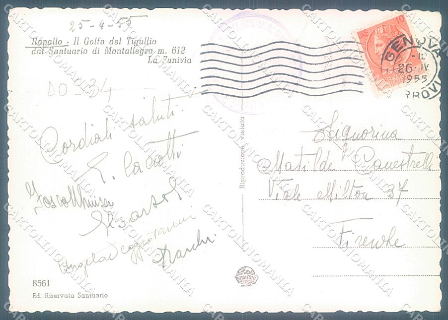 Genova Rapallo Funivia Foto FG cartolina JK4180 – retro