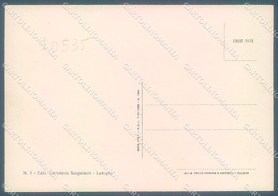 Genova Lavagna Lungomare FG cartolina JK4181 – retro