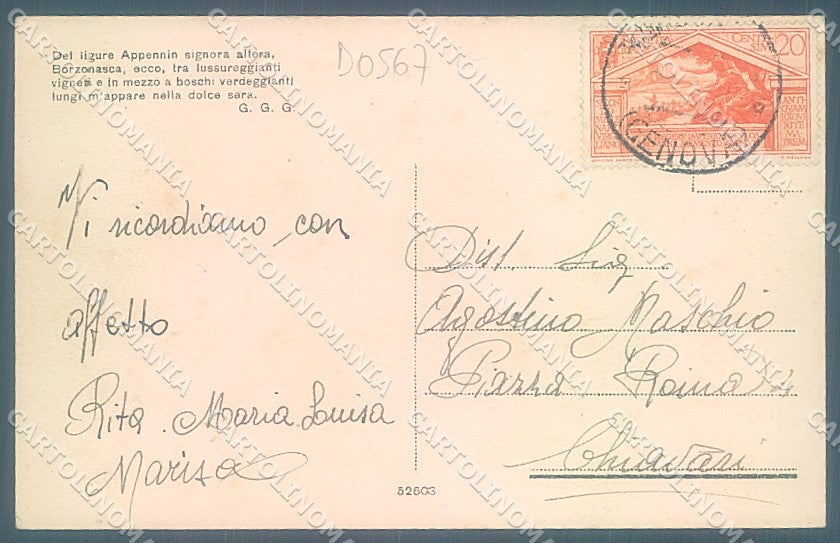 Genova Borzonasca cartolina JK4193 – retro