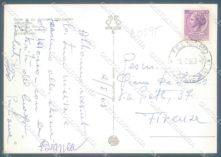 La Spezia Tellaro Chiesa Mareggiata Foto FG cartolina JK4206 – retro