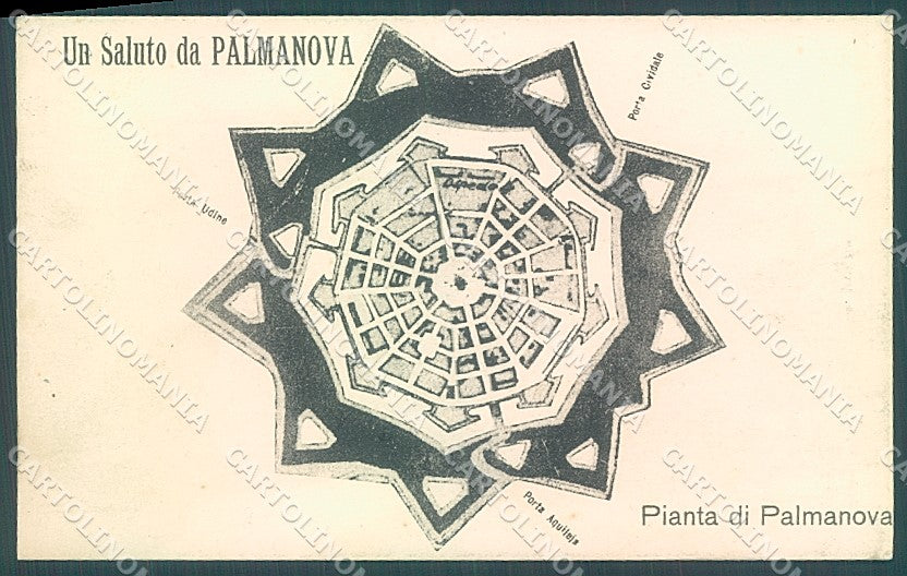 Udine Palmanova Pianta saluti da PIEGHINA cartolina JK4263 – fronte