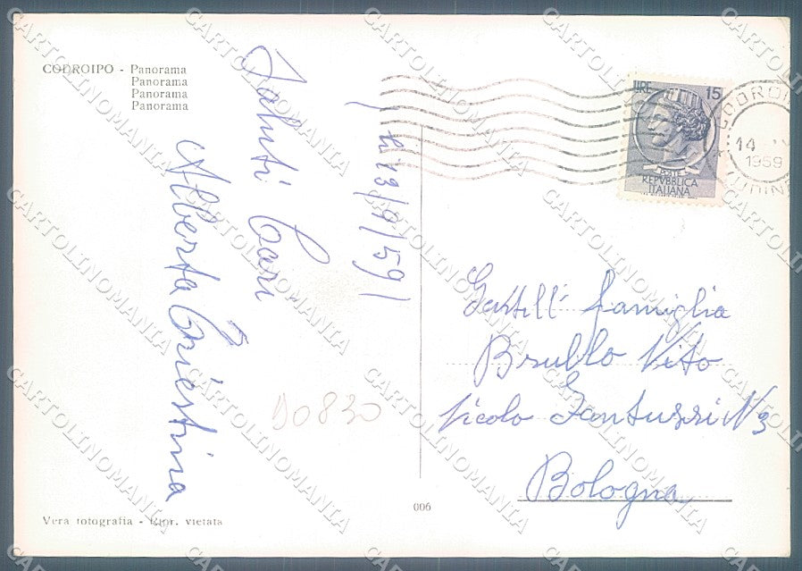 Udine Codroipo Foto FG cartolina JK4266 – retro