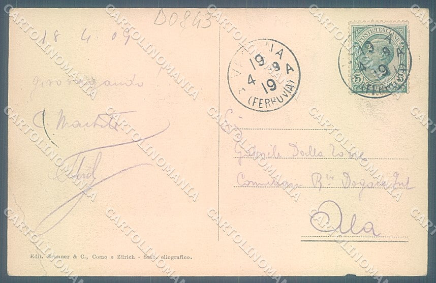 Verona Garda Rocca Brunner 2751 PIEGA cartolina JK4272 – retro