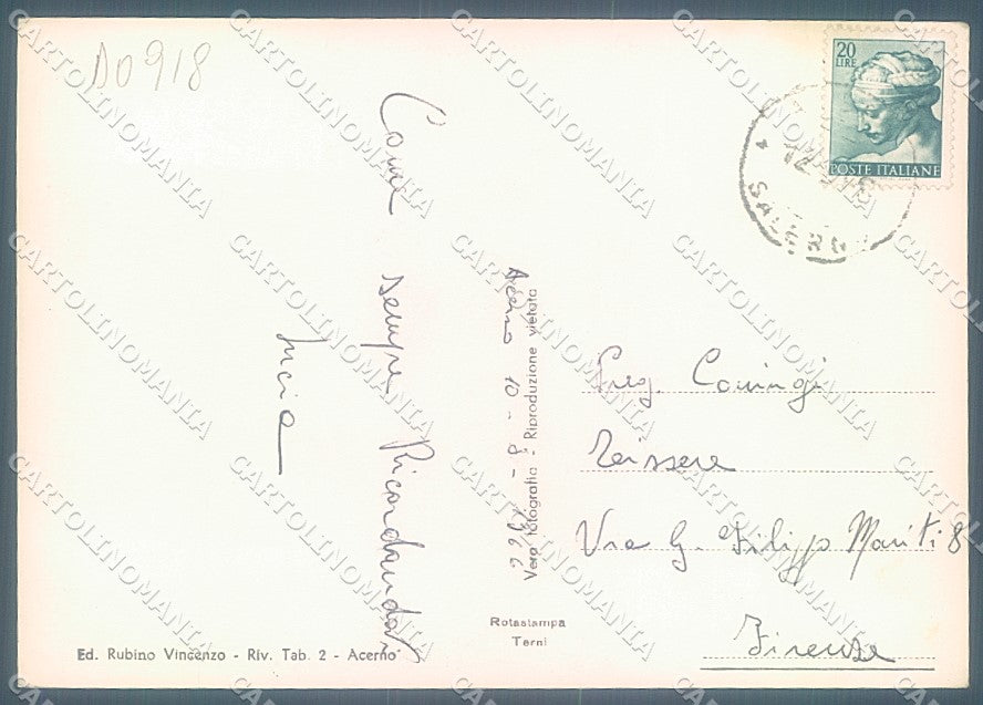Salerno Acerno Villa Comunale PIEGHINA Foto FG cartolina JK4294 – retro