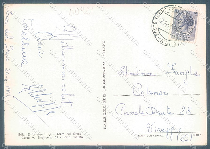 Napoli Torre del Greco Stazione Circumvesuviana Foto FG cartolina JK4295 – retro