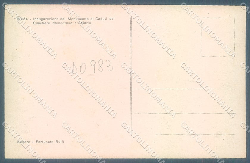 Roma Quartiere Nomentano Monumento Caduti Inaugurazione Foto cartolina JK4315 – retro