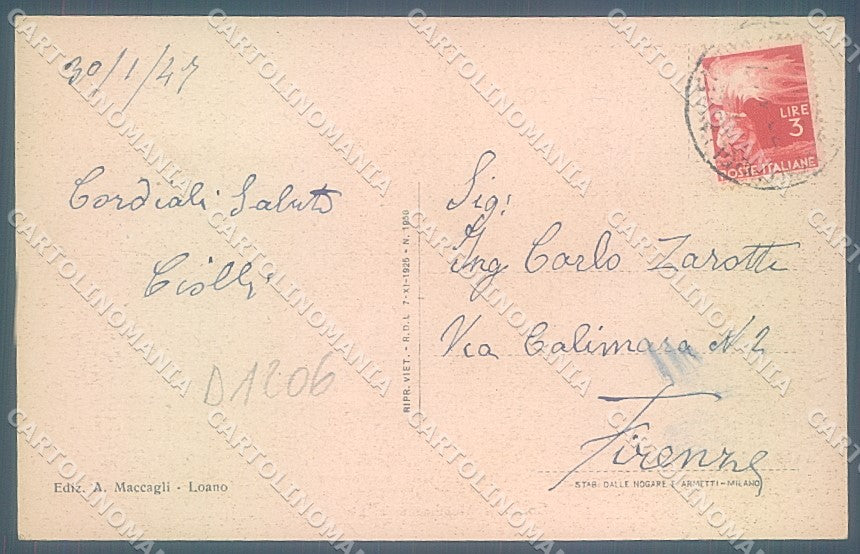 Savona Loano Monumento ai Caduti cartolina JK4406 – retro