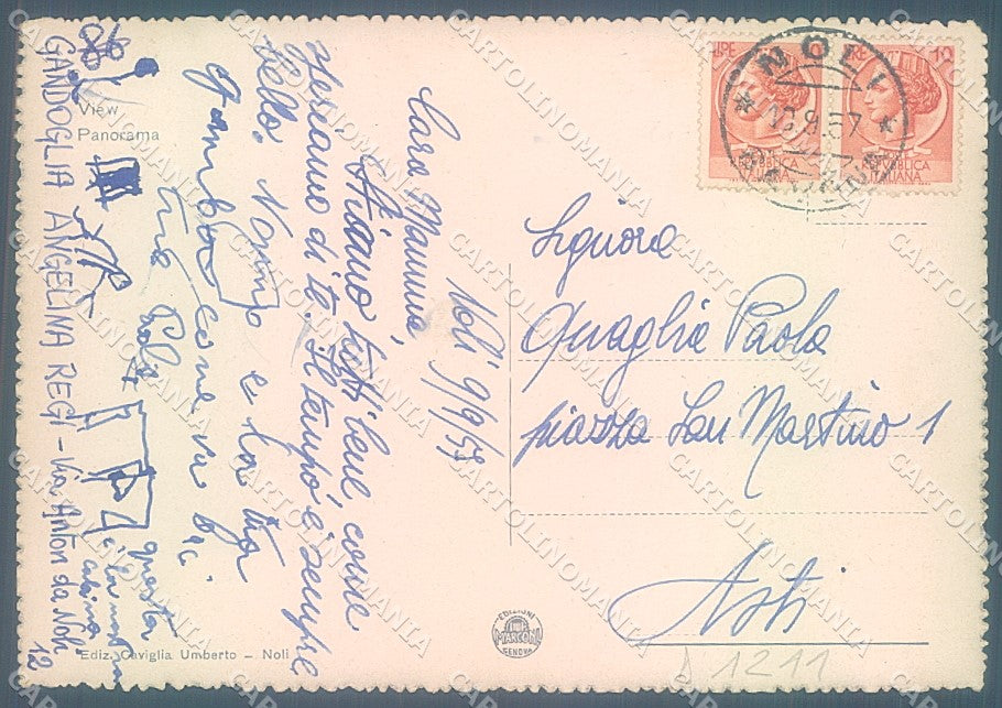 Savona Noli Castello FG cartolina JK4409 – retro