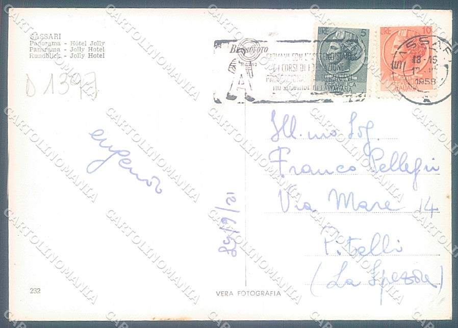 Sassari Città Hotel Jolly Foto FG cartolina JK4489 – retro