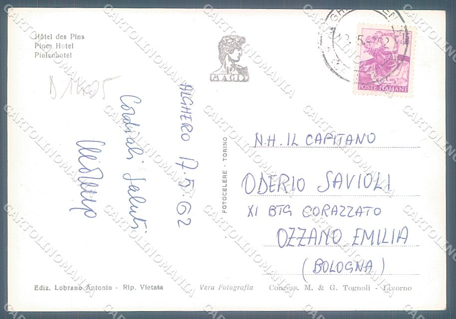 Sassari Alghero Hotel dei Pini Foto FG cartolina JK4494 – retro