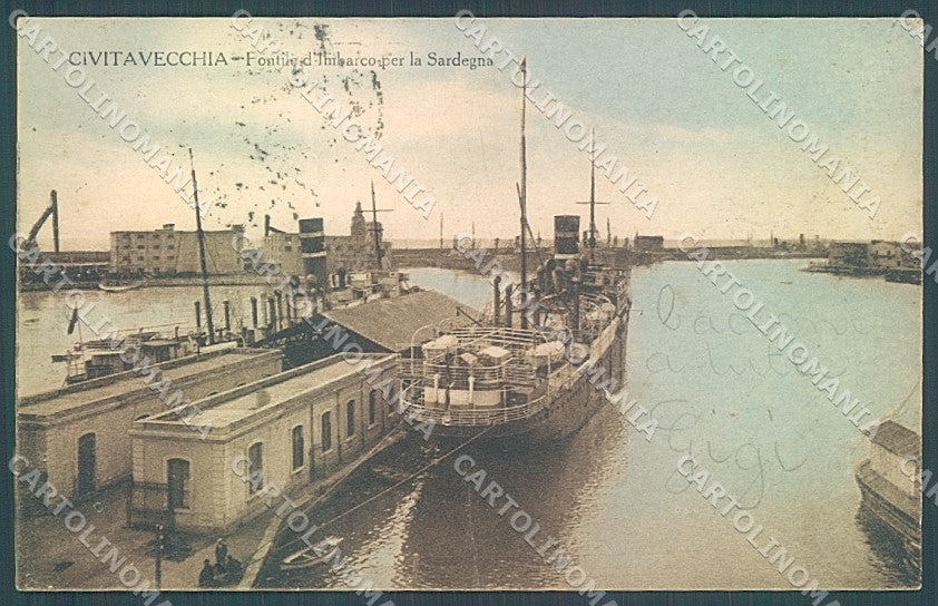 Roma Civitavecchia Traghetto Pontile Imbarco Sardegna cartolina JK4514 – fronte