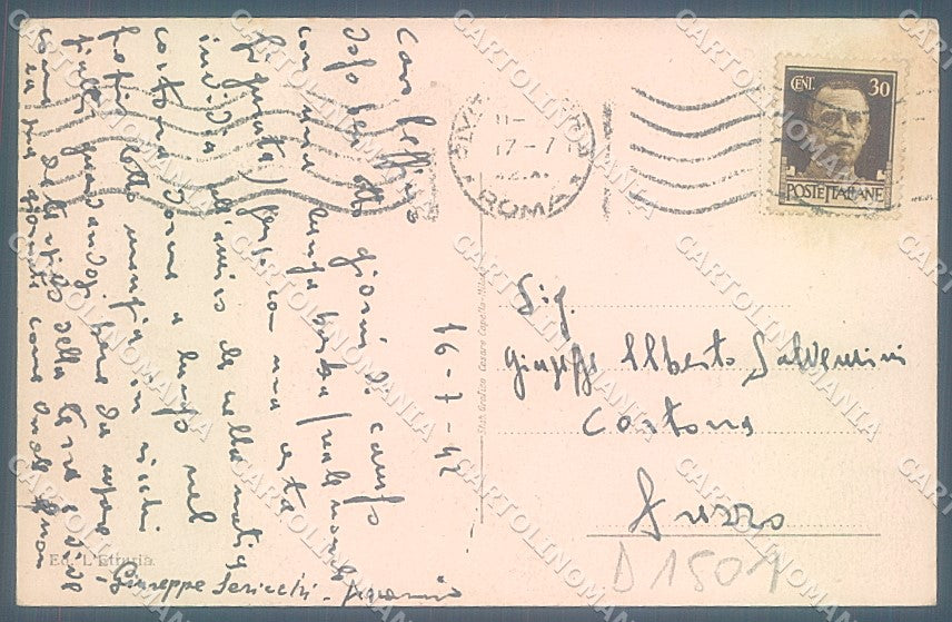 Roma Civitavecchia Piroscafo cartolina JK4516 – retro