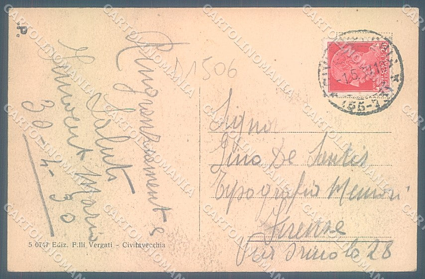 Roma Civitavecchia Piroscafo cartolina JK4517 – retro