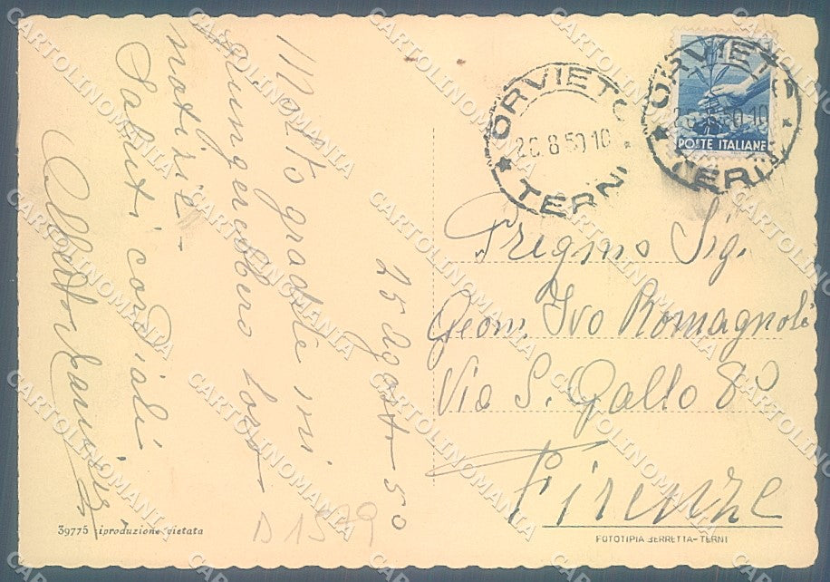 Terni Orvieto Funicolare FORI FG cartolina JK4543 – retro