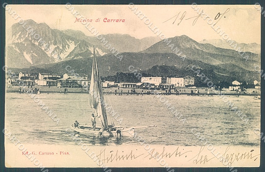 Massa Marina di Carrara Barca a Vela Spiaggia cartolina JK4554 – fronte