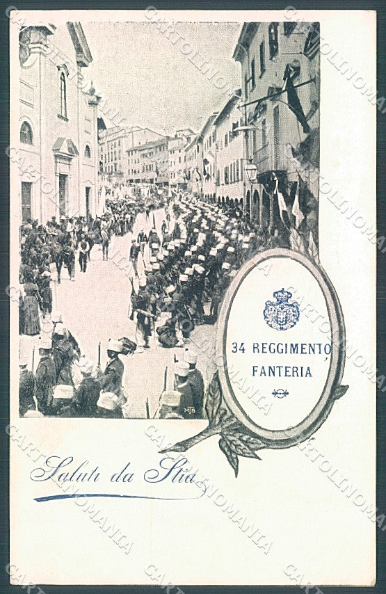 Arezzo Stia Militari 34 Reggimento Fanteria saluti da cartolina JK4591 – fronte