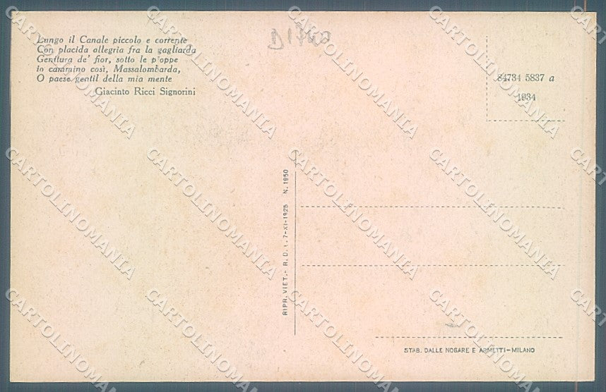 Ravenna Massa Lombarda Canale cartolina JK4593 – retro