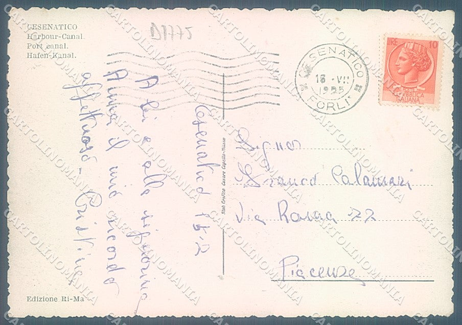 Forlì Cesena Cesenatico Barche Porto Canale FG cartolina JK4601 – retro