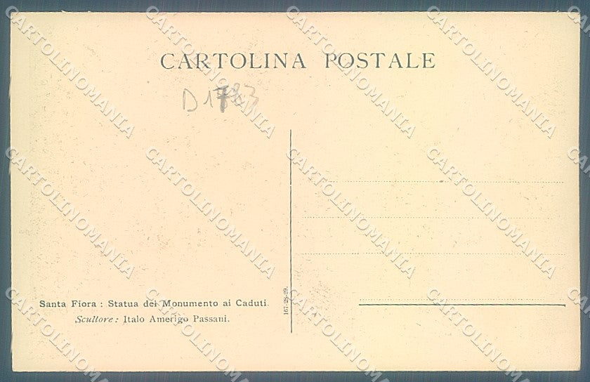 Grosseto Santa Fiora Statua Monumento Caduti cartolina JK4605 – retro