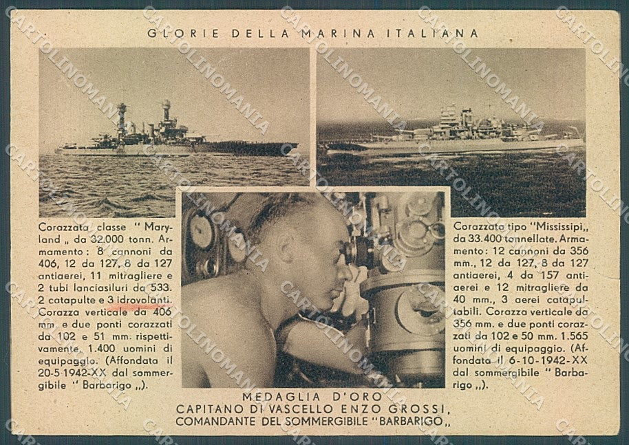 Venezia Marina Sommergibile Medaglia d'Oro WW2 STRAPPINO FG cartolina JK4613 – fronte