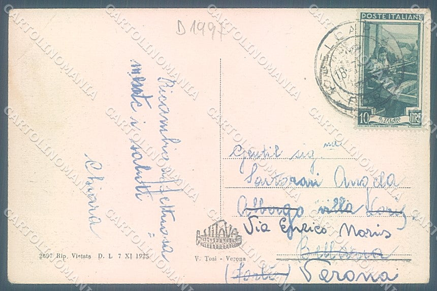 Verona Torri del Benaco Lago Garda Porto PIEGA ANGOLO cartolina JK4650 – retro