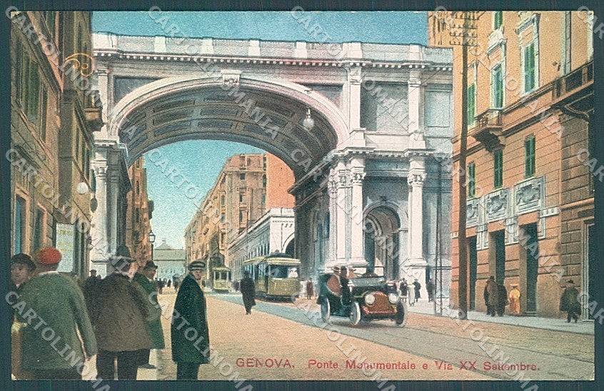 Genova Città Tram Ponte Monumentale Via XX Settembre cartolina JK4655 – fronte