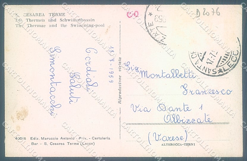 Lecce Santa Cesarea Terme Alterocca 40016 cartolina JK4667 – retro