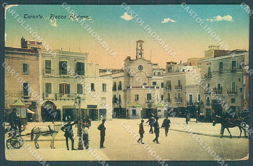 Taranto Città Piazza Fontana Cavalli cartolina JK4678 – fronte