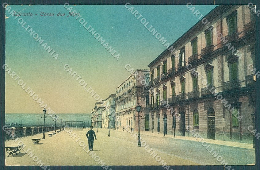Taranto Città Corso Due Mari PIEGA ANGOLO cartolina JK4687 – fronte