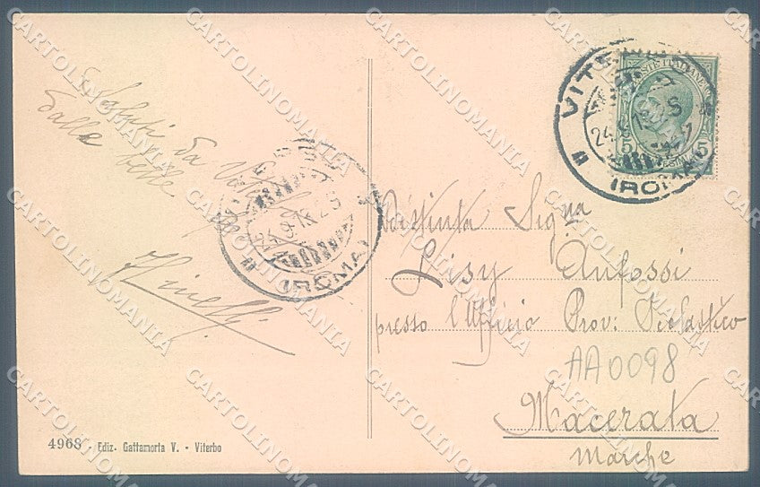 Viterbo Città Fontana Medioevale Piano Scarano cartolina JK4775 – retro