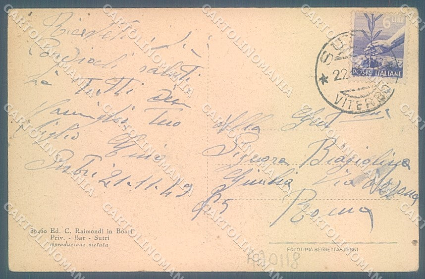 Viterbo Sutri Piazza del Comune Chiesa PIEGA cartolina JK4782 – retro