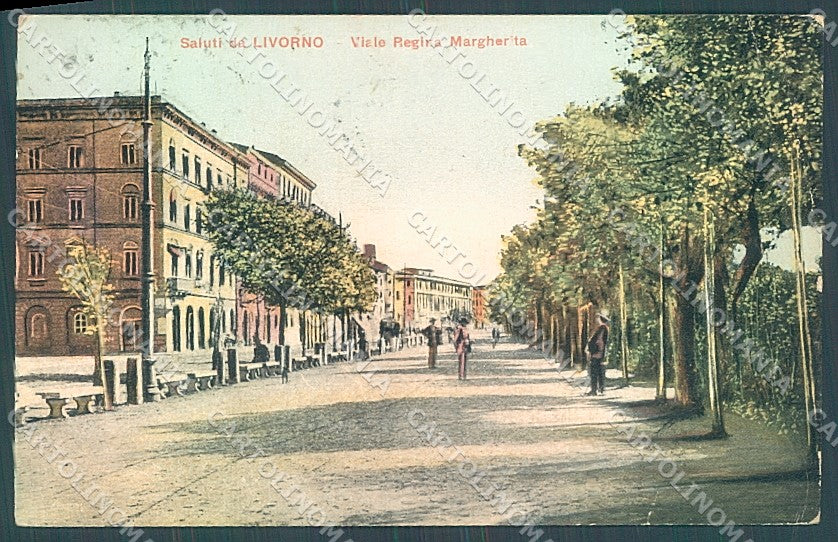 Livorno Città Viale Regina Margherita saluti da ABRASA cartolina JK4877 – fronte
