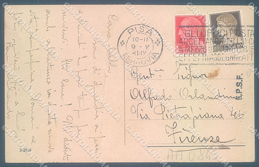 Livorno Collesalvetti ricordo di PIEGATA cartolina JK4882 – retro