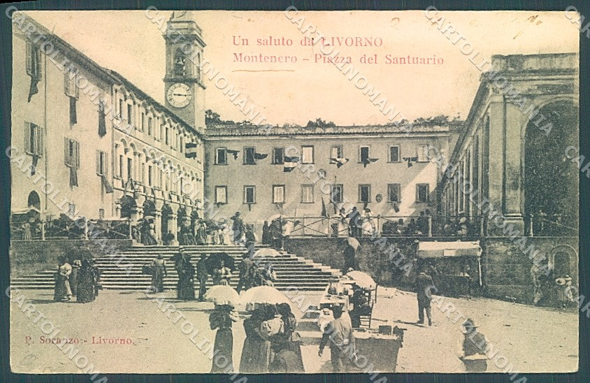 Livorno Città Montenero Santuario Piazza saluto da cartolina JK4887 – fronte