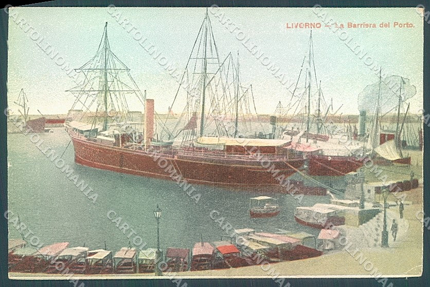 Livorno Città Battello Barriera del Porto cartolina JK4911 – fronte