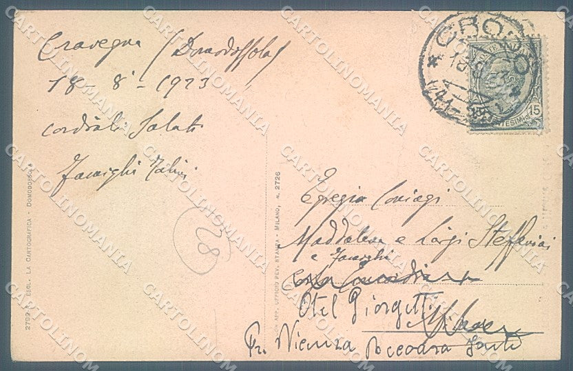 Verbania Crodo Cravegna Chiesa Monte Cistella PIEGATA cartolina JK4939 – retro