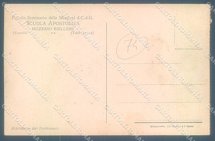 Biella Muzzano Scuola Apostolica Biblioteca cartolina JK4955 – retro