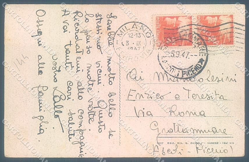 Varese Azzate Villa Castellani PIEGA ANGOLO cartolina JK4981 – retro