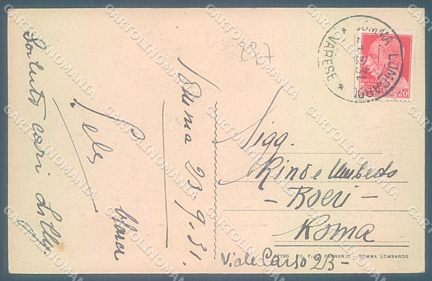 Varese Somma Lombardo Villa Dolci cartolina JK5035 – retro
