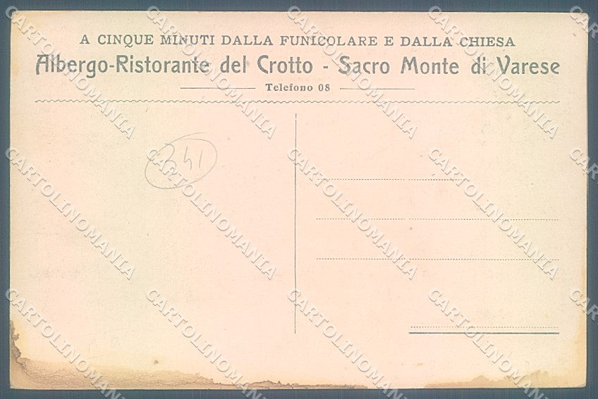 Varese Città Sacro Monte Crotto Interno Albergo cartolina JK5051 – retro